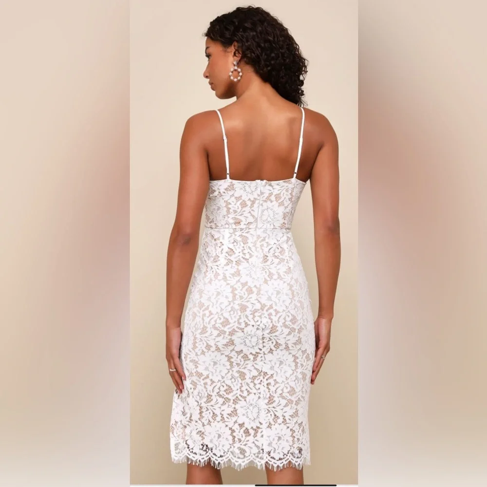 Lulu's White Lace Midi Dress - Picture 2 of 2